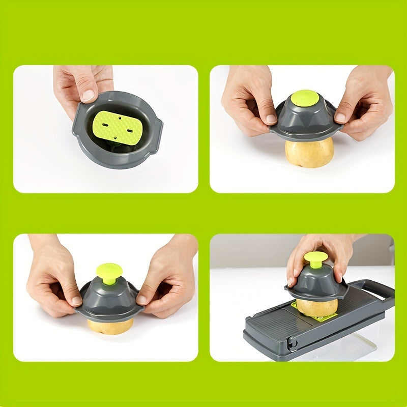 14/16pcs Multi-Functional Vegetable Cutter Set with Stainless Steel Blades and Container