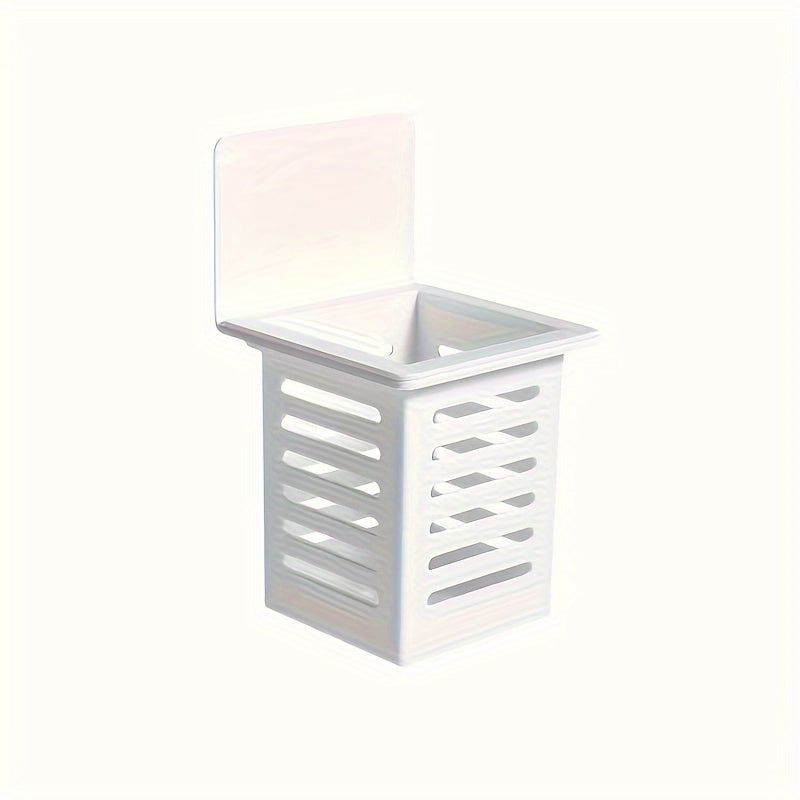 Organizador de almacenamiento para baño de plástico, montado en la pared, sin taladro, para cepillos de dientes y brochas de maquillaje