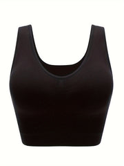 Plus size ayollar uchun shikastlanmagan sport bra, dumaloq bo’yinli, bir rangli faol kiyim