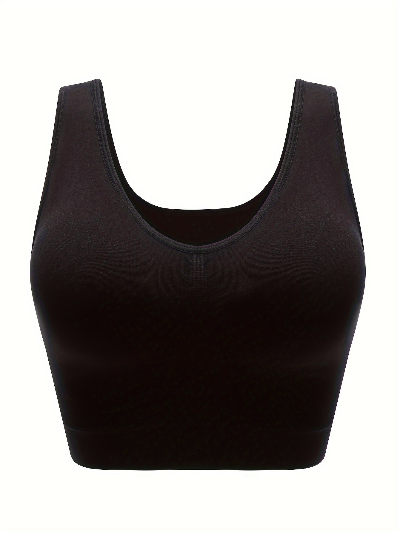 Plus size ayollar uchun shikastlanmagan sport bra, dumaloq bo’yinli, bir rangli faol kiyim