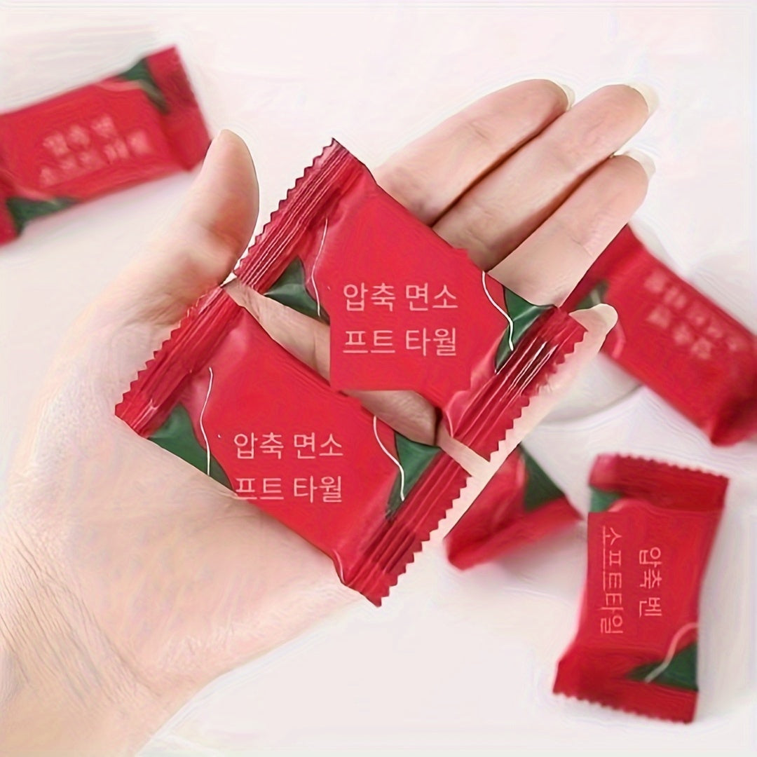 50 Compressed Round Face Cloths for Travel Makeup Removal and Facial Cleansing