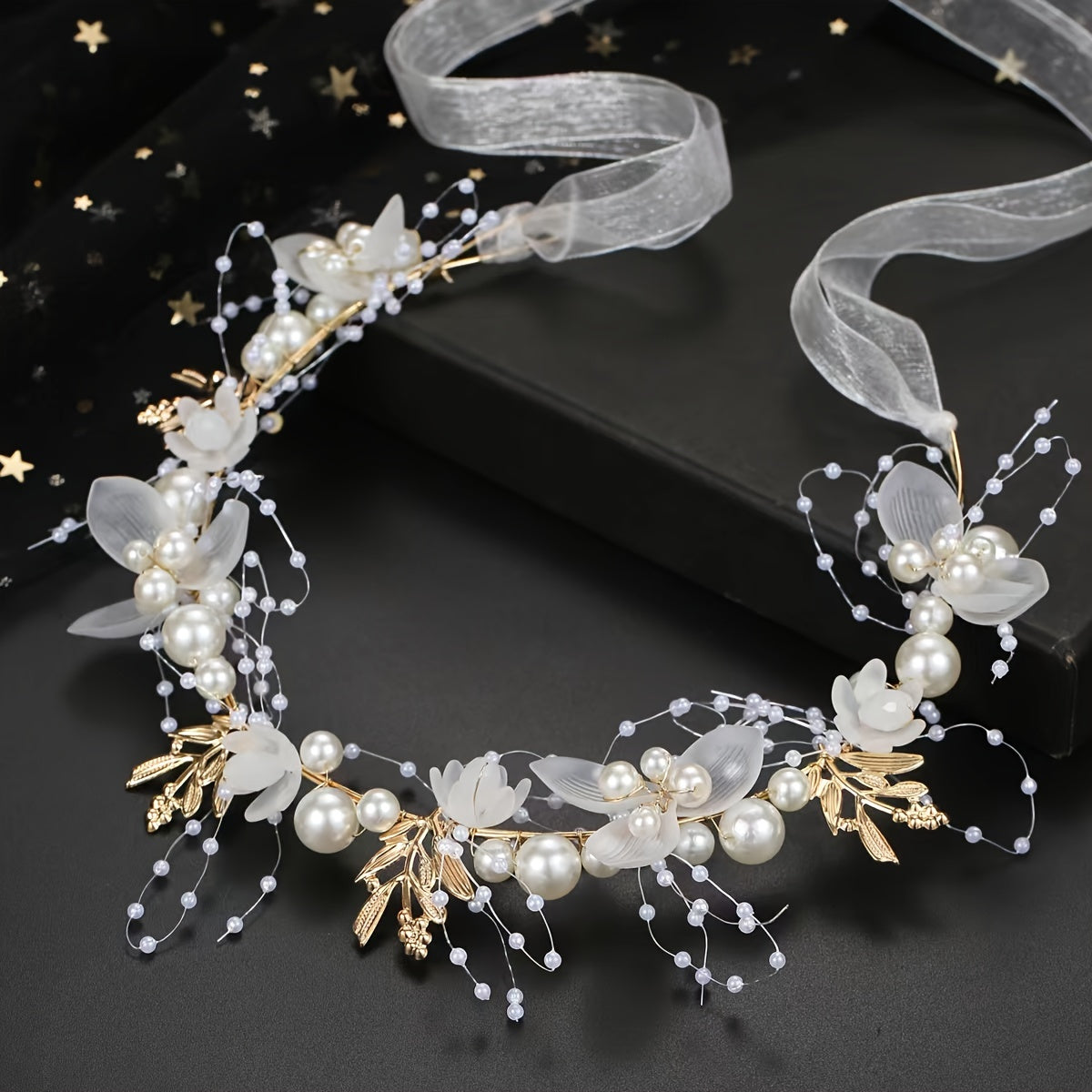 Bridal Headband with Faux Pearls and Rhinestones for Weddings and Flower Girls