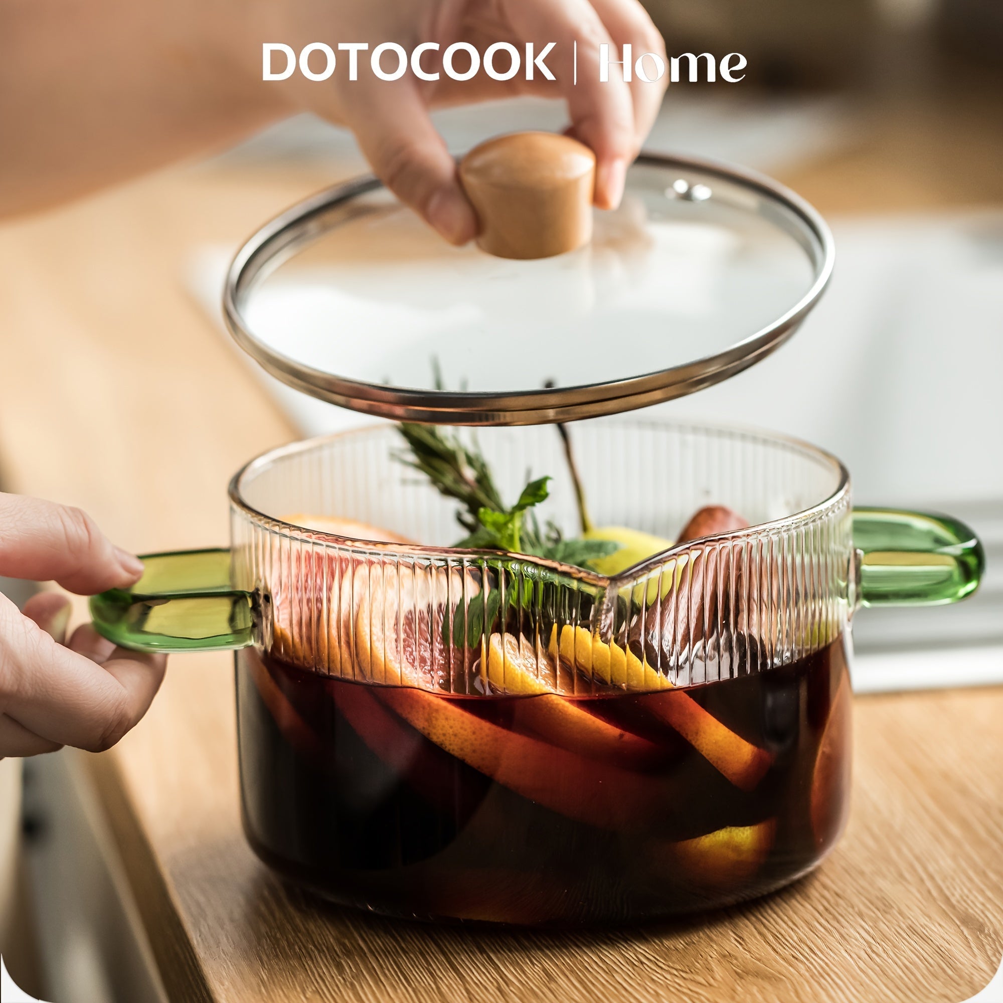 Set of 2 Glass Cooking Pots with Lids 1.8L & 2.3L Dishwasher Safe Sauce Pans for Soup Pasta