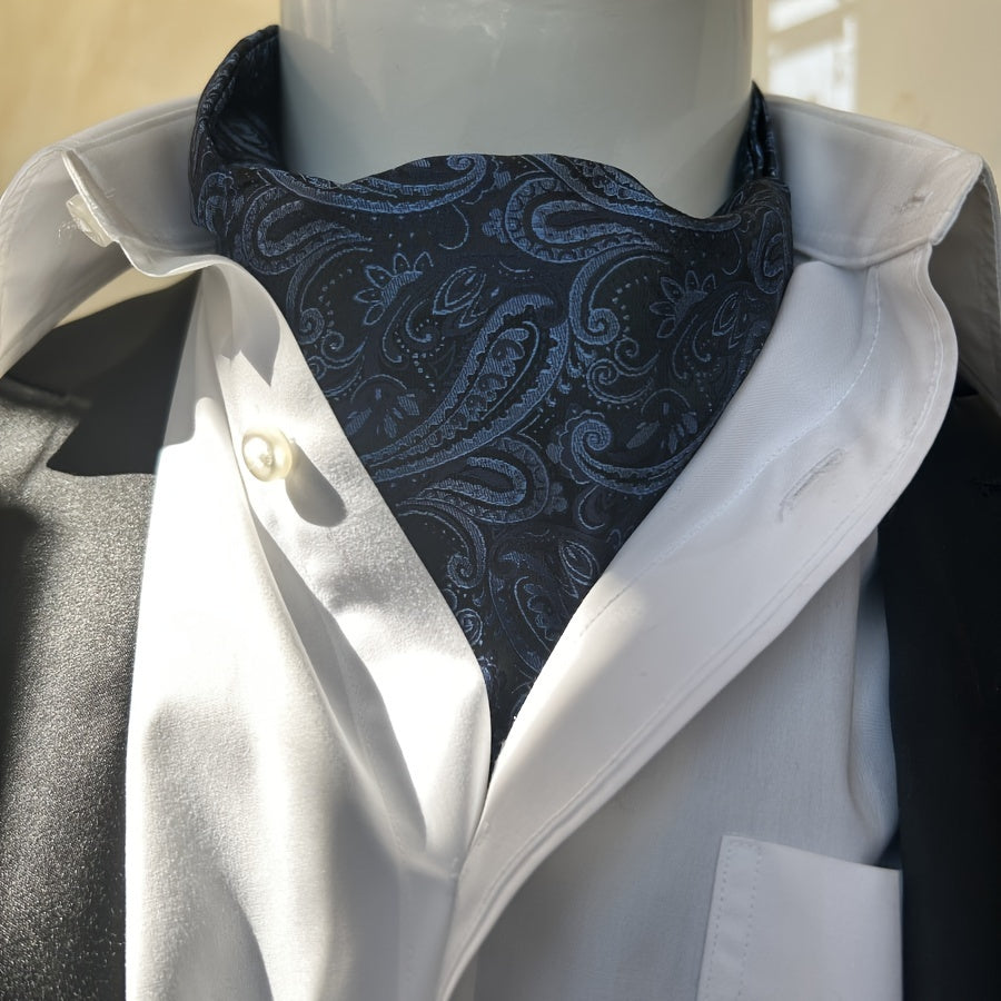 Men's Burgundy Blue Flower Suit Neck Scarf Casual Formal Dress Shirt Accessory