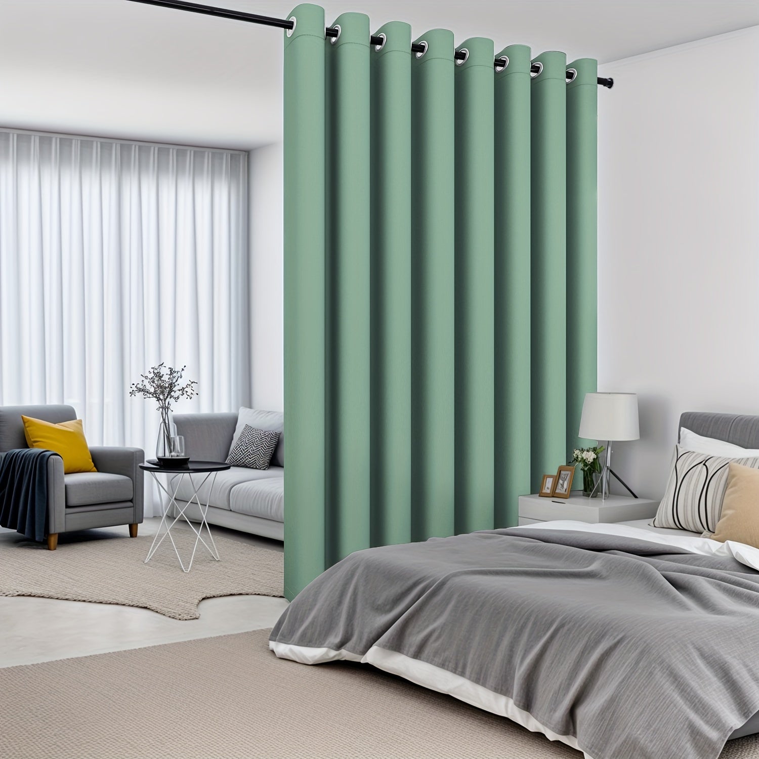 Blackout Privacy Room Divider Curtain Water-Resistant Polyester Grommet Top