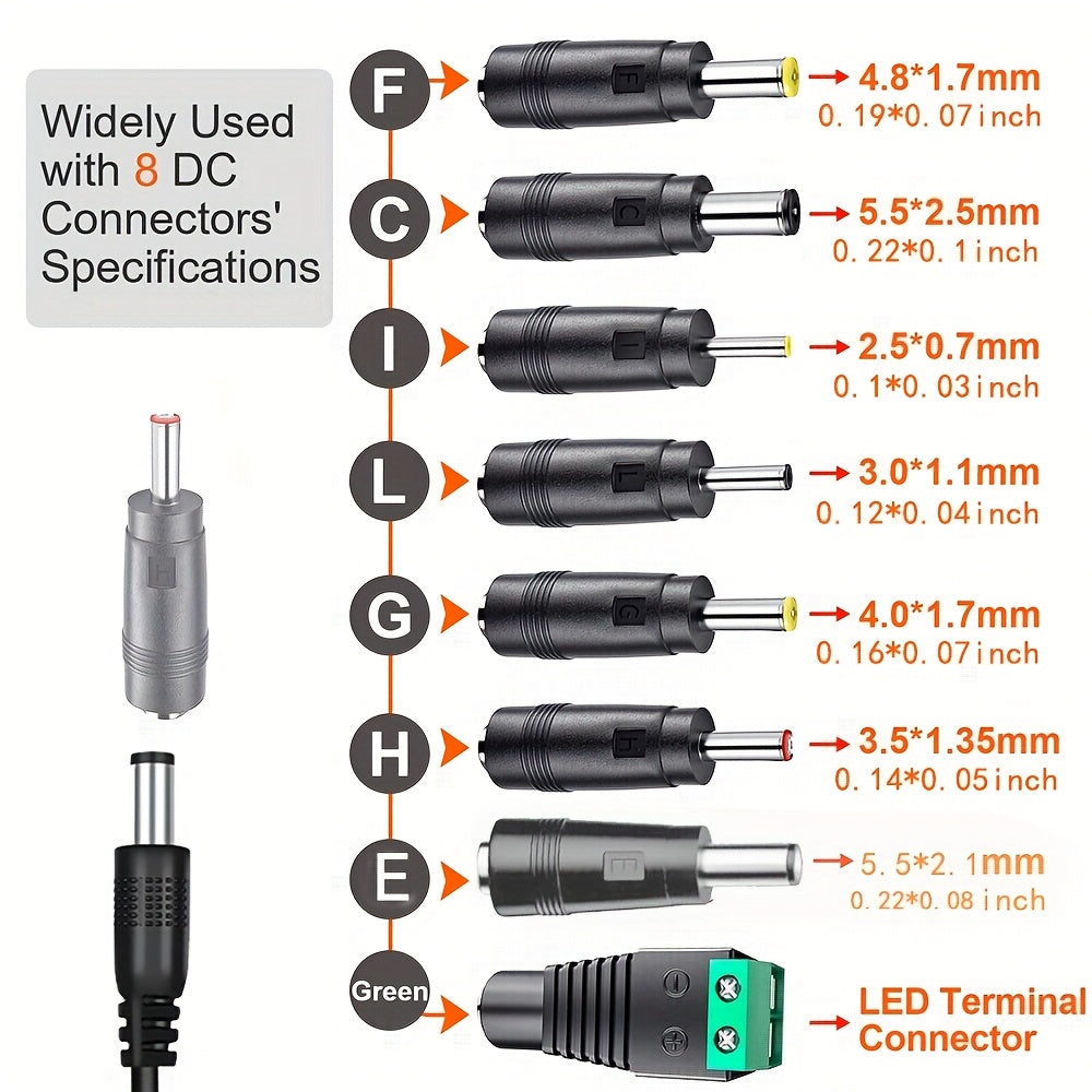 12V 1A источник питания постоянного тока с 8-контактным разъемом для камер, маршрутизаторов, светодиодных ламп