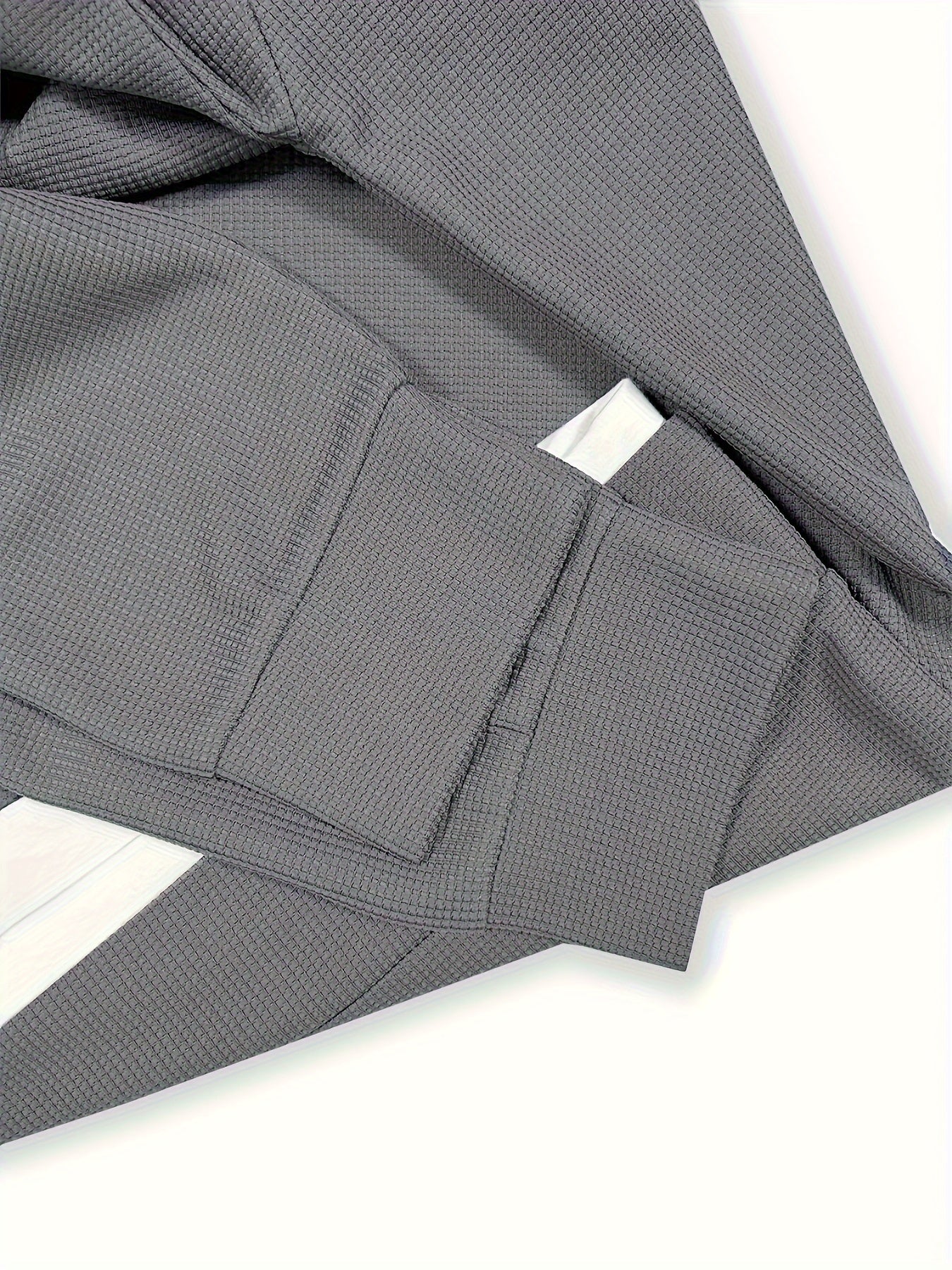 Men's Casual Polyester Sweatsuit Set with Crew Neck Waffle Print Alphabet Pattern Spring Fall Knit Fabric