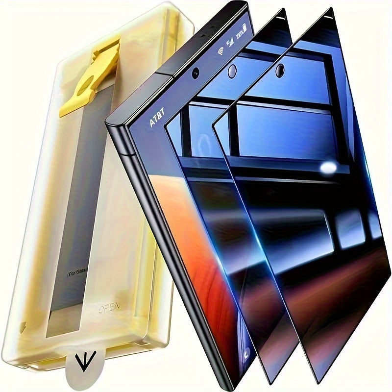 Защитное стекло для Samsung Galaxy S25 Ultra, S24 Ultra, S23 Ultra, S22 Ultra с характеристиками 9H против подглядывания, против царапин, против столкновений и против отпечатков пальцев. Дизайн без верхнего покрытия предотвращает