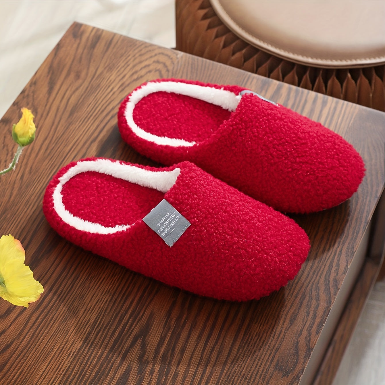 Zapatillas de interior para hombre, casuales de tela, color sólido, negro y blanco, otoño e invierno