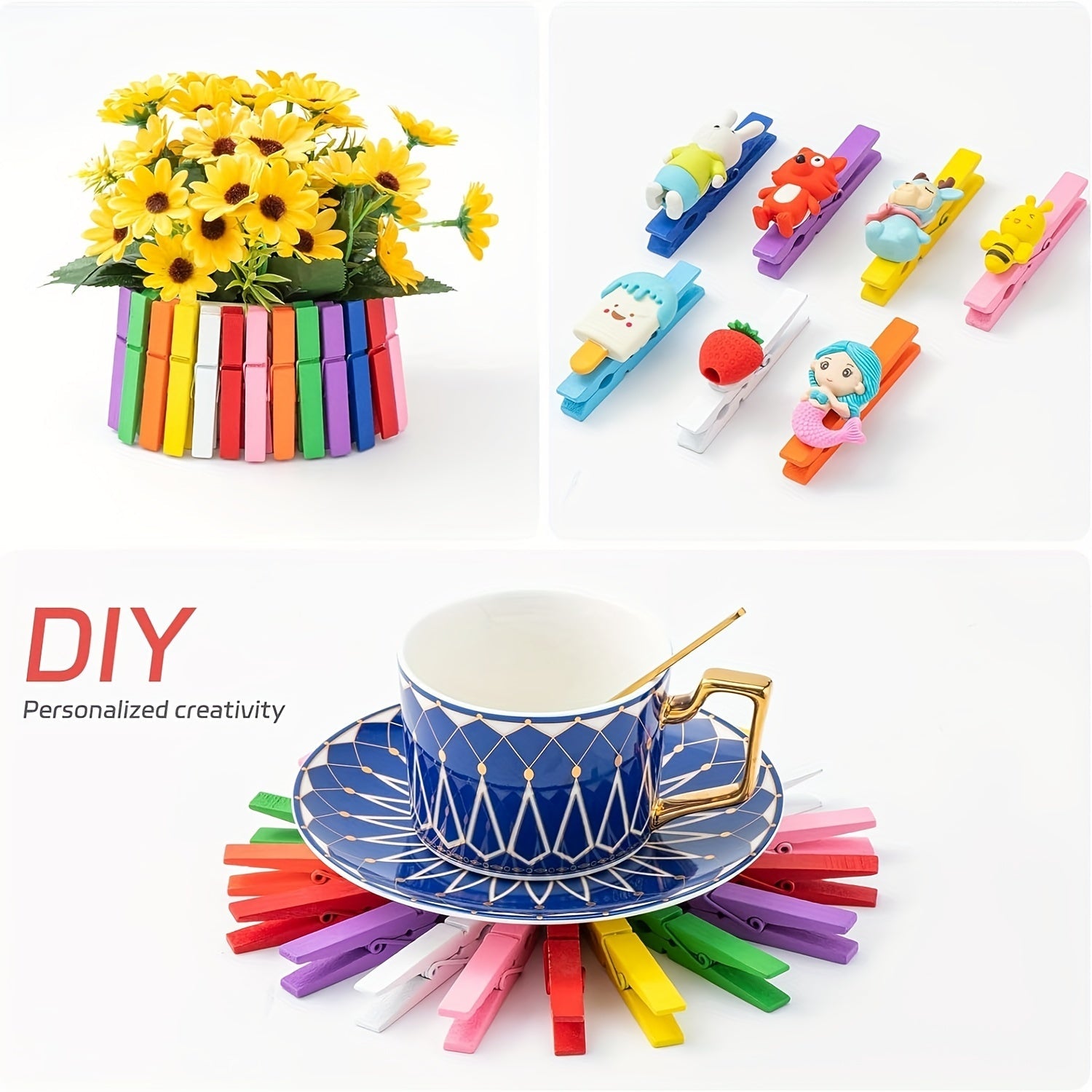 Mustahkam Yog'och Kiyim Qisqichlari - 7.19 sm, 9 Ta Rangli - Qiyin Shartlar uchun Kiyim Qisqichlari, San'at va Qo'l Ishlari, va Kir yuvish - Rustga chidamli Yog'och Qisqichlar Sinf Xonasi Rasmlari va Boshqalar uchun