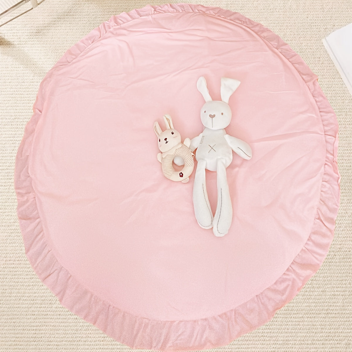 Kids Play Mat Lightweight Foldable Washable for Crawling and Playroom Decor in Gray White Pink