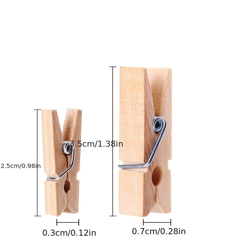 Colorful Wooden Clips for DIY Photo Storage and Crafts, 50 Pack