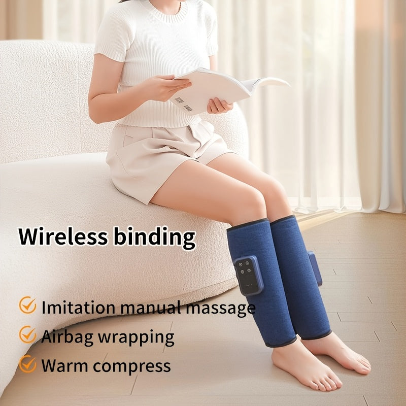 Isitish va havo bosimi bilan ishlaydigan simsiz elektr oyoq massajeri, tizzani bo'shashtirish uchun