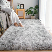 Alfombra de felpa gris claro para dormitorio y sala de estar, antideslizante