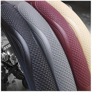 Universal Non-Slip PU Leather Steering Wheel Cover Black Red Stitching 36-38cm