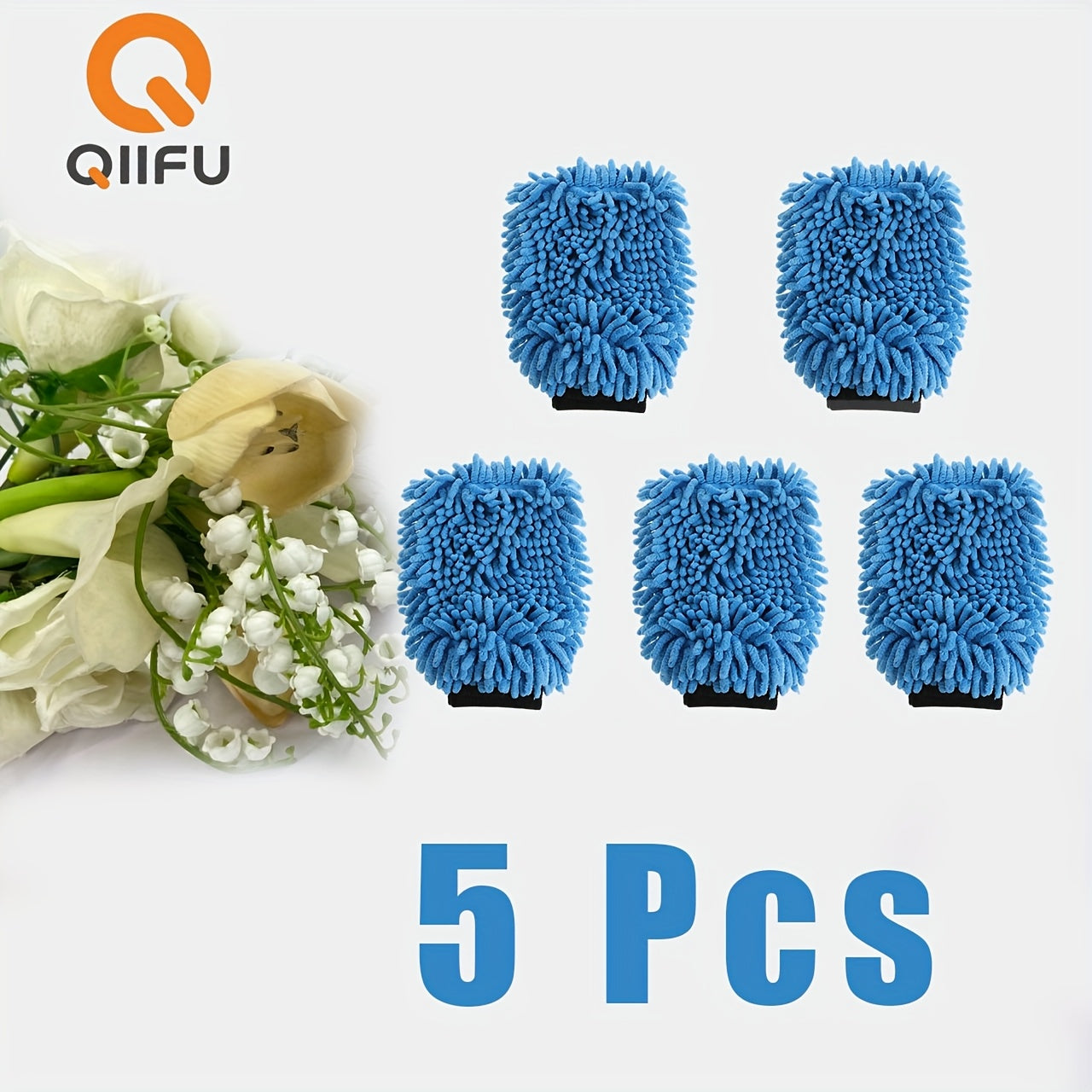 2-Pack Microfiber Car Wash Gloves Gray Blue Green Regular Size