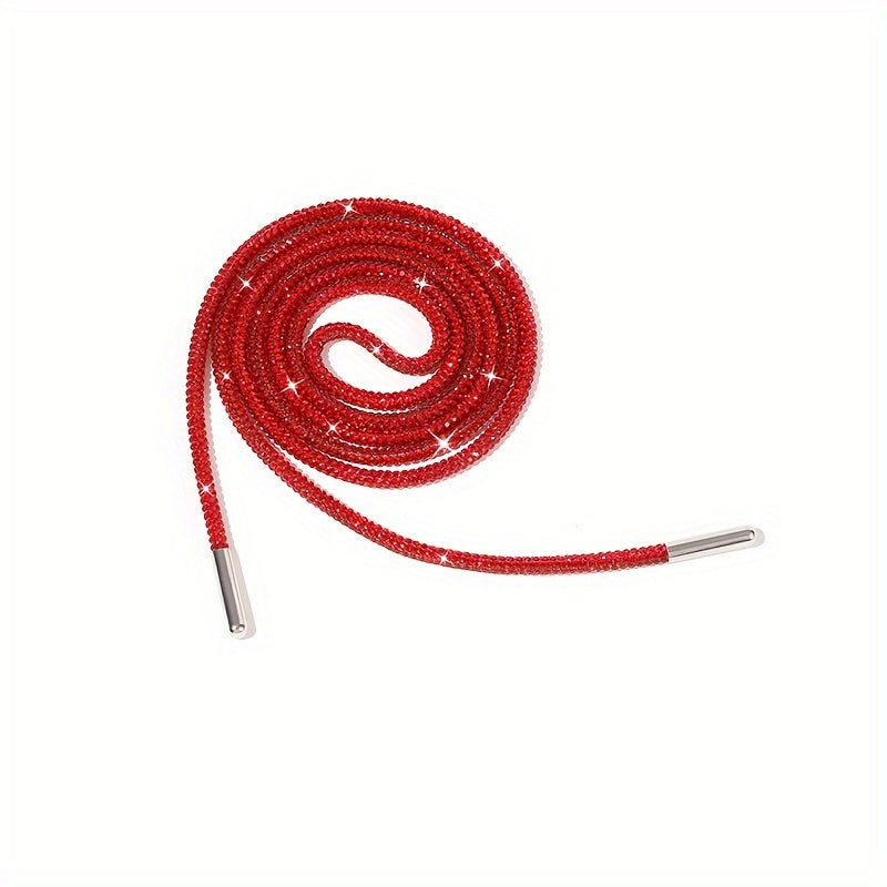 Unisex Rhinestone Shoelaces Solid Color Twist Ribbon DIY Shoe Accessories