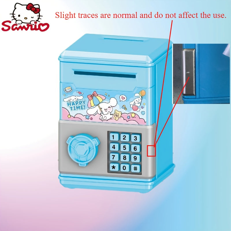Mini Password Coin Bank for Kids with Cartoon Curly Melody, Self-Aware Lock, Plastic, White Red Purple