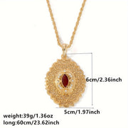 Oltin bilan qoplangan to'y uzukchası, vintage marokash dizayni bo'yicha bo'sh naqsh va sintetik toshlar bilan, 60 sm zanjir