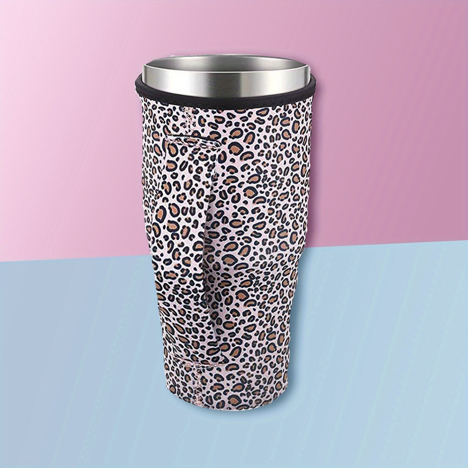Reusable Neoprene Coffee Sleeve for Cold Beverages Leopard Print Insulated Cup Holder