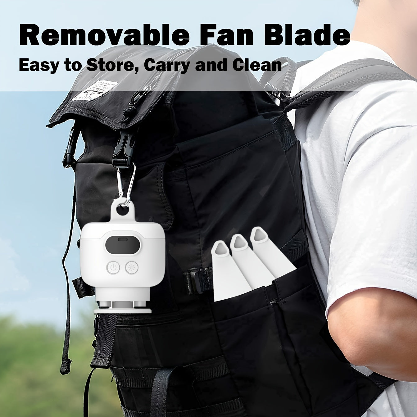 Portable Camping Fan with LED Light and Remote Control, Rechargeable 8000mAh Battery, Detachable Blades, Timer, 3 Speeds