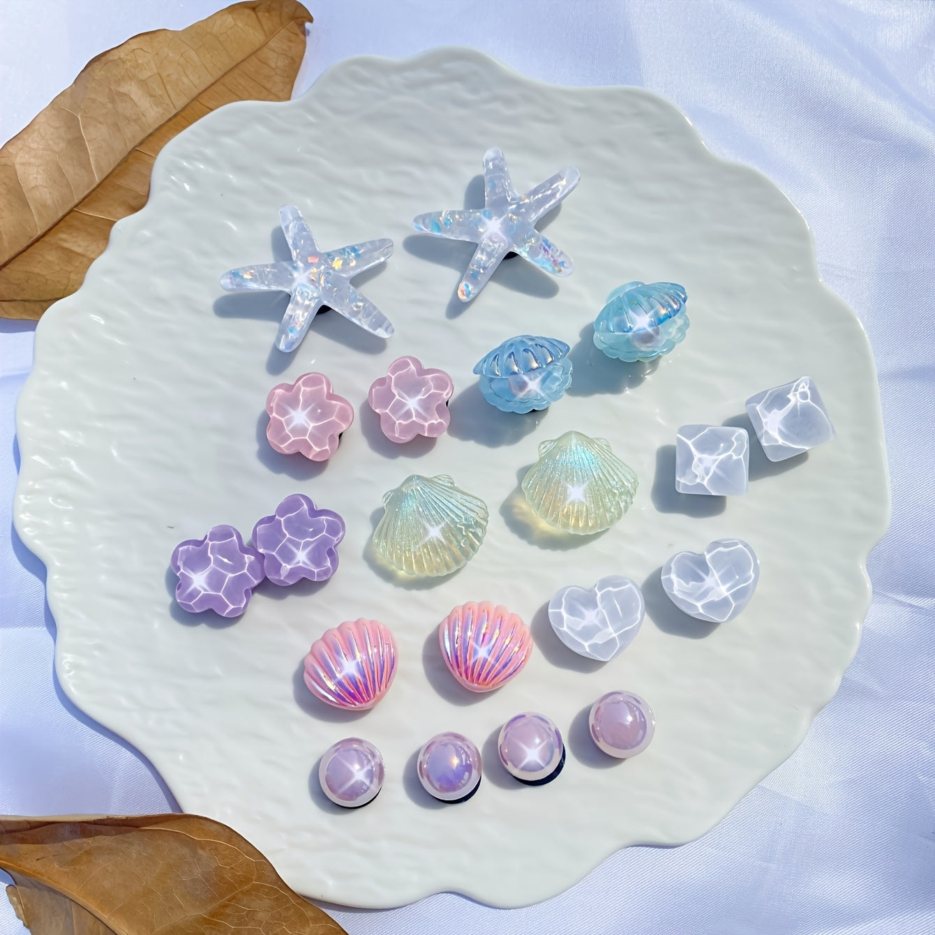 20pcs Starfish Shell Water Ripple Shoe Accessories for Sandals and Garden Shoes