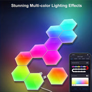 Juego de 10 paneles modulares de luces LED hexagonales RGB para pared, para bricolaje en empalme de geometría y sincronización con música