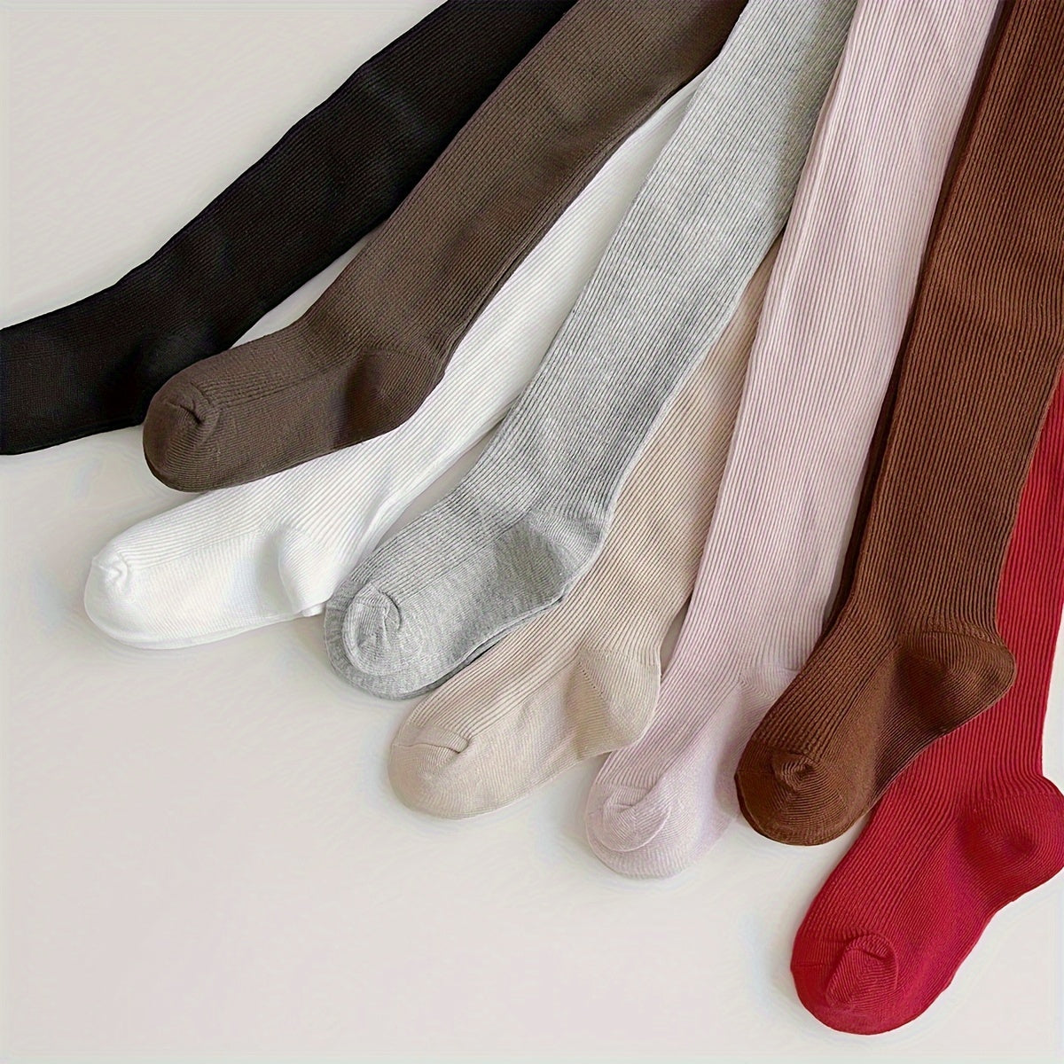 Pack de 8 medias de algodón para niños con diseño a rayas para niñas, de temporada, elásticas y lavables a mano