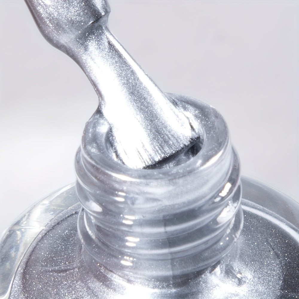 Women's Metallic Silver Nail Polish Chrome Finish No-Bake Quick-Dry