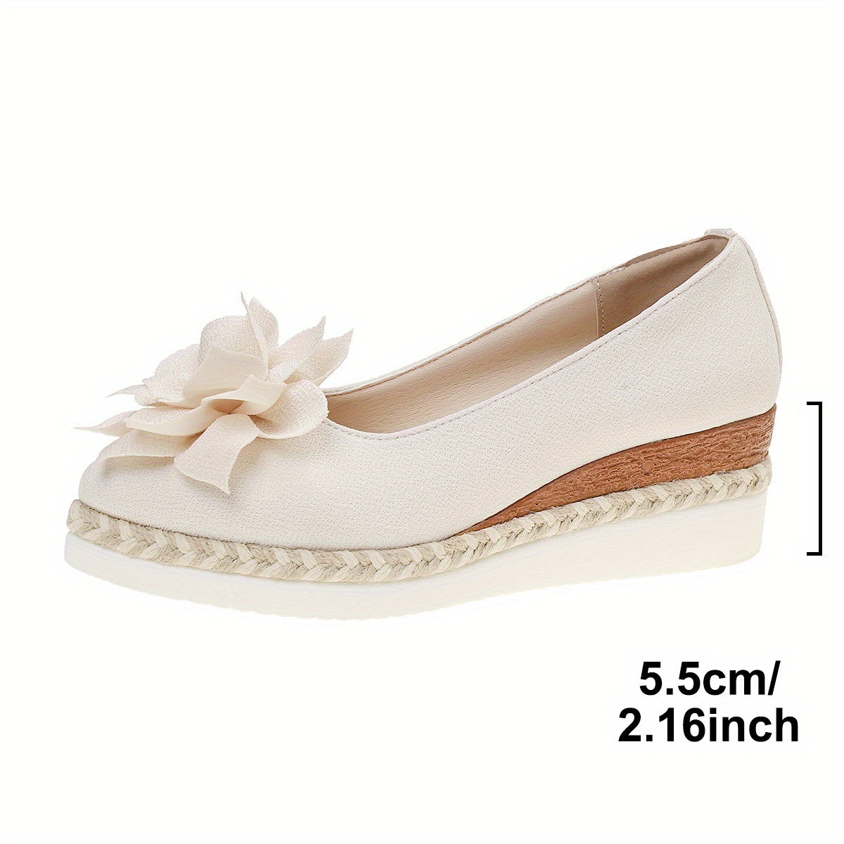 Women's Floral Embellished Pointed Toe Wedge Shoes with Cushioned Sole