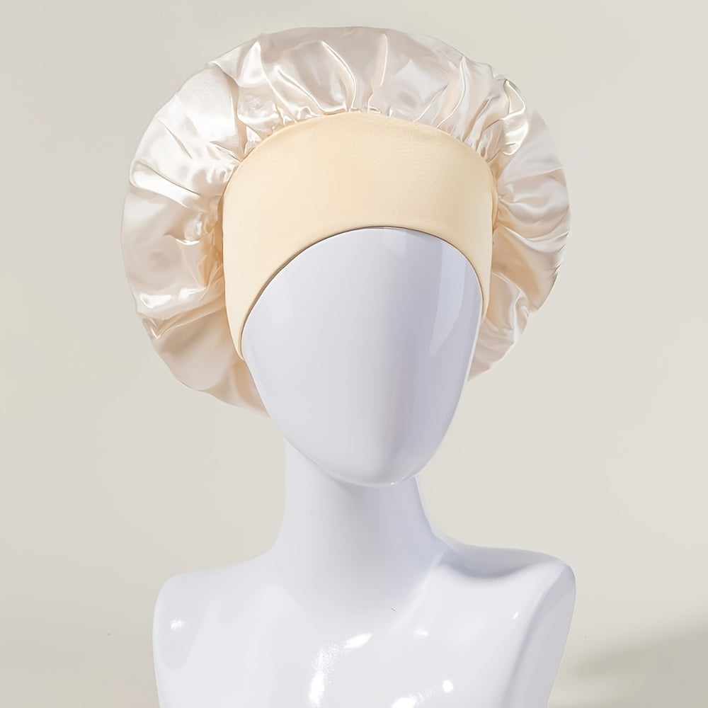 Women's Satin Sleeping Cap with Wide Elastic Band for Curly Hair