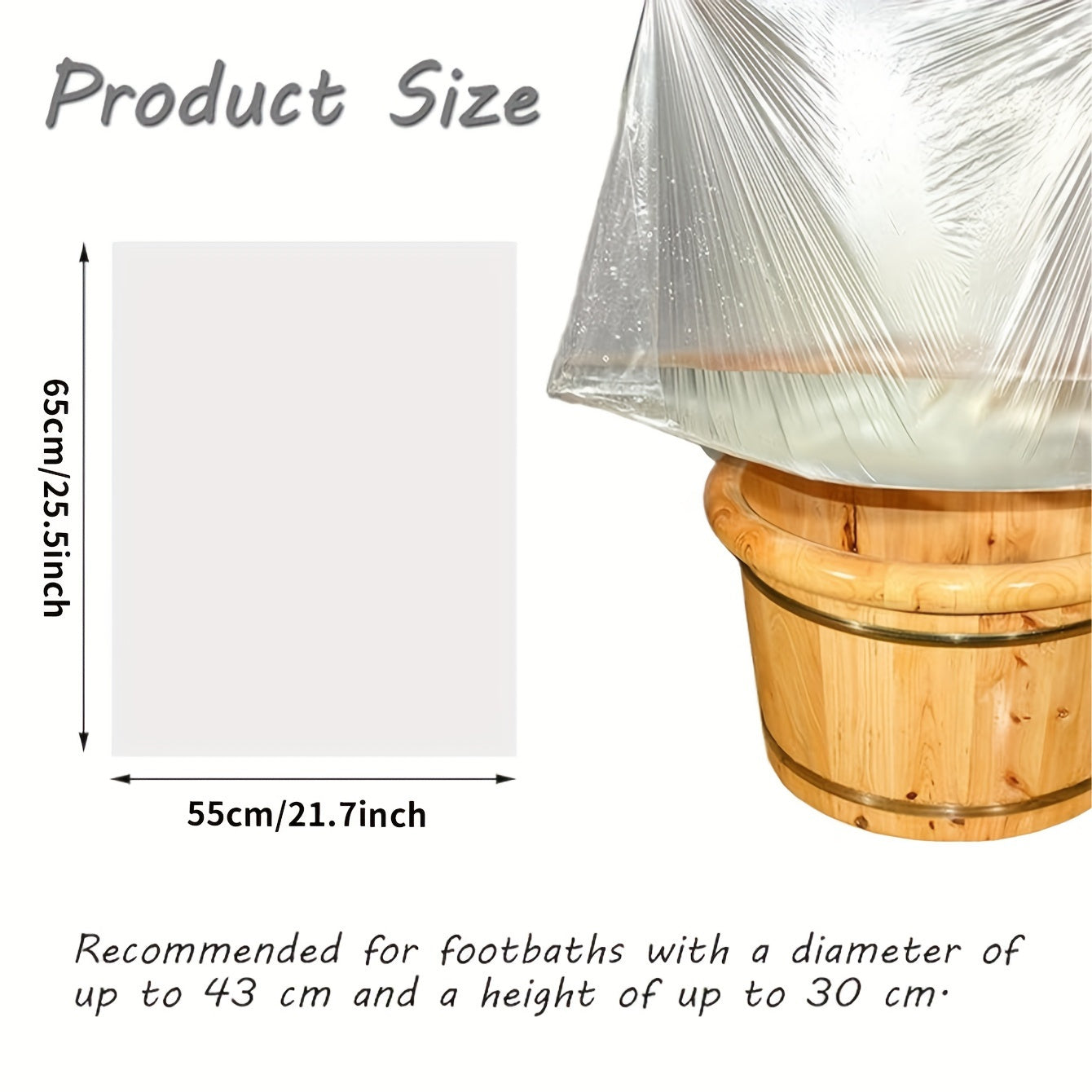 80-Pack Transparent Plastic Foot Spa Liners for Home Salon Hotel Use