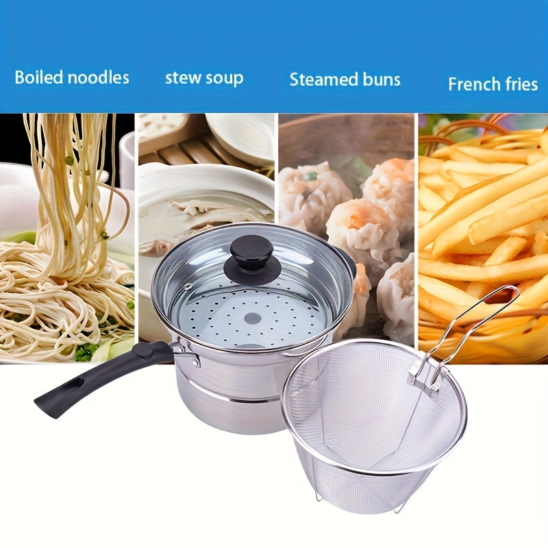 Stainless steel soup pot with lid strainer versatile kitchenware 70cm