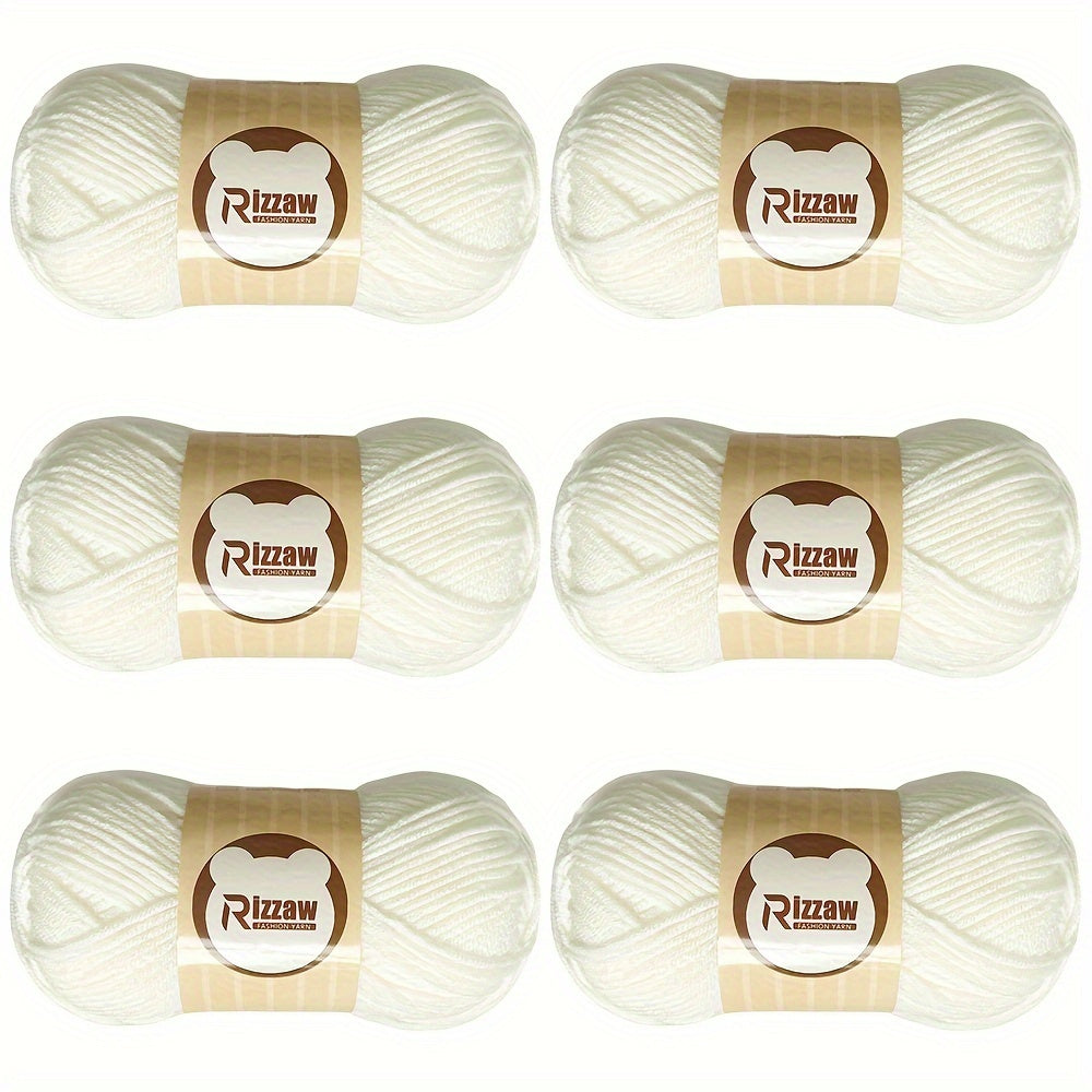 6 Pieces of 50g Soft Acrylic Yarn for Crocheting and Knitting, Assorted Colors