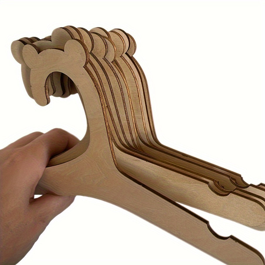 Juego de 5 o 10 perchas de madera con forma de oso para organización de armario