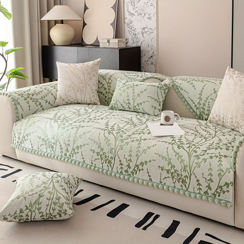 Chenille Jacquard Sofa Cover Non-slip Anti-Cat Scratch All-Season Furniture Protector