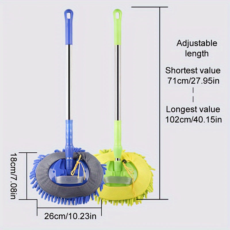 "Avtomobilni tozalash uchun kengaytiriladigan mop, samarali transport vositalarini detallash va parvarish qilish uchun, ultra singdiruvchi mikroto'qima chenille boshli va mustahkam uzun tutqich bilan, uy derzalari uchun ideal. Rang: Yashil va Qora."