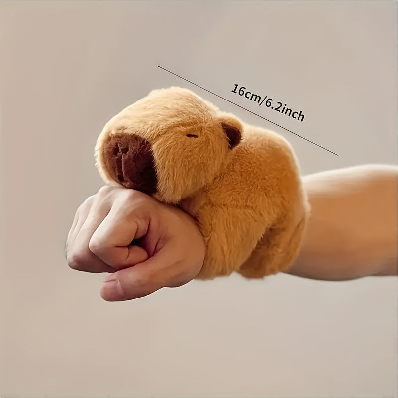 Cute Capybara Plush Toy Wristband Dark Brown Guinea Pig Keychain for Kids and Adults