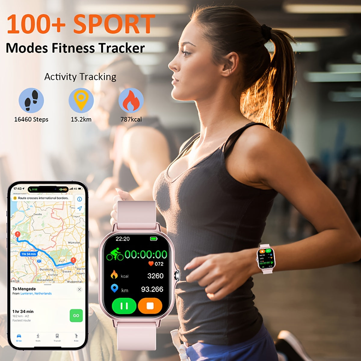 Unisex Sports Smartwatch 1.83-Inch HD Touch Screen Call and Fitness Tracker