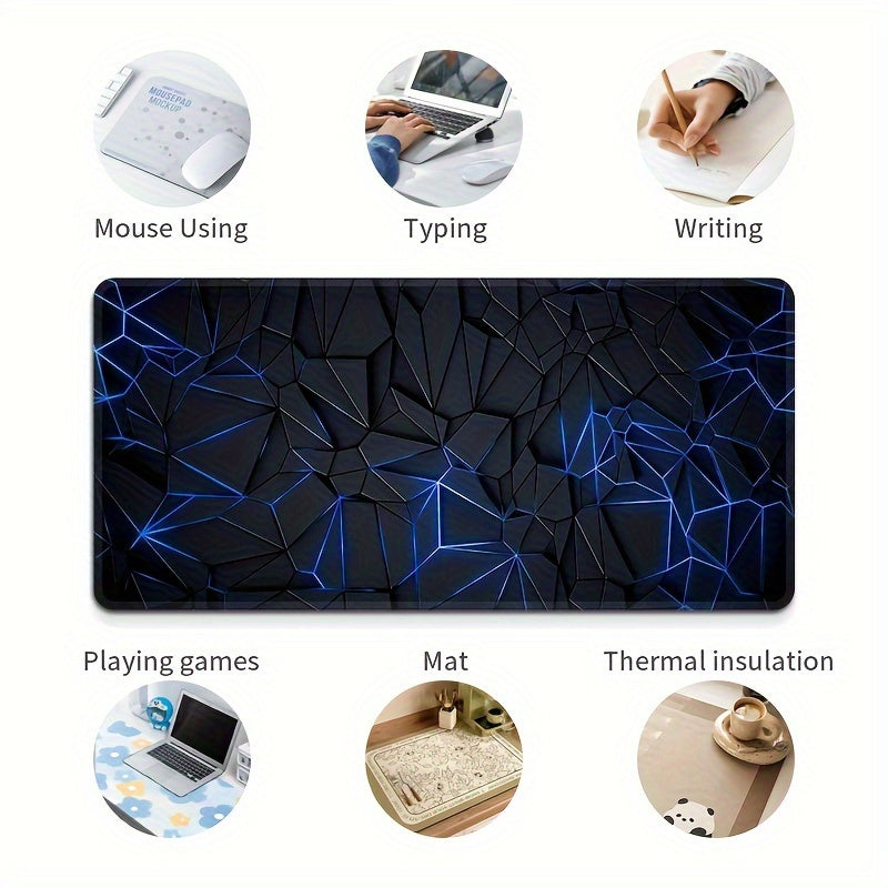 Large Blue 3D Textured Waterproof Non-Slip Rubber Mouse Pad for Gaming and Office