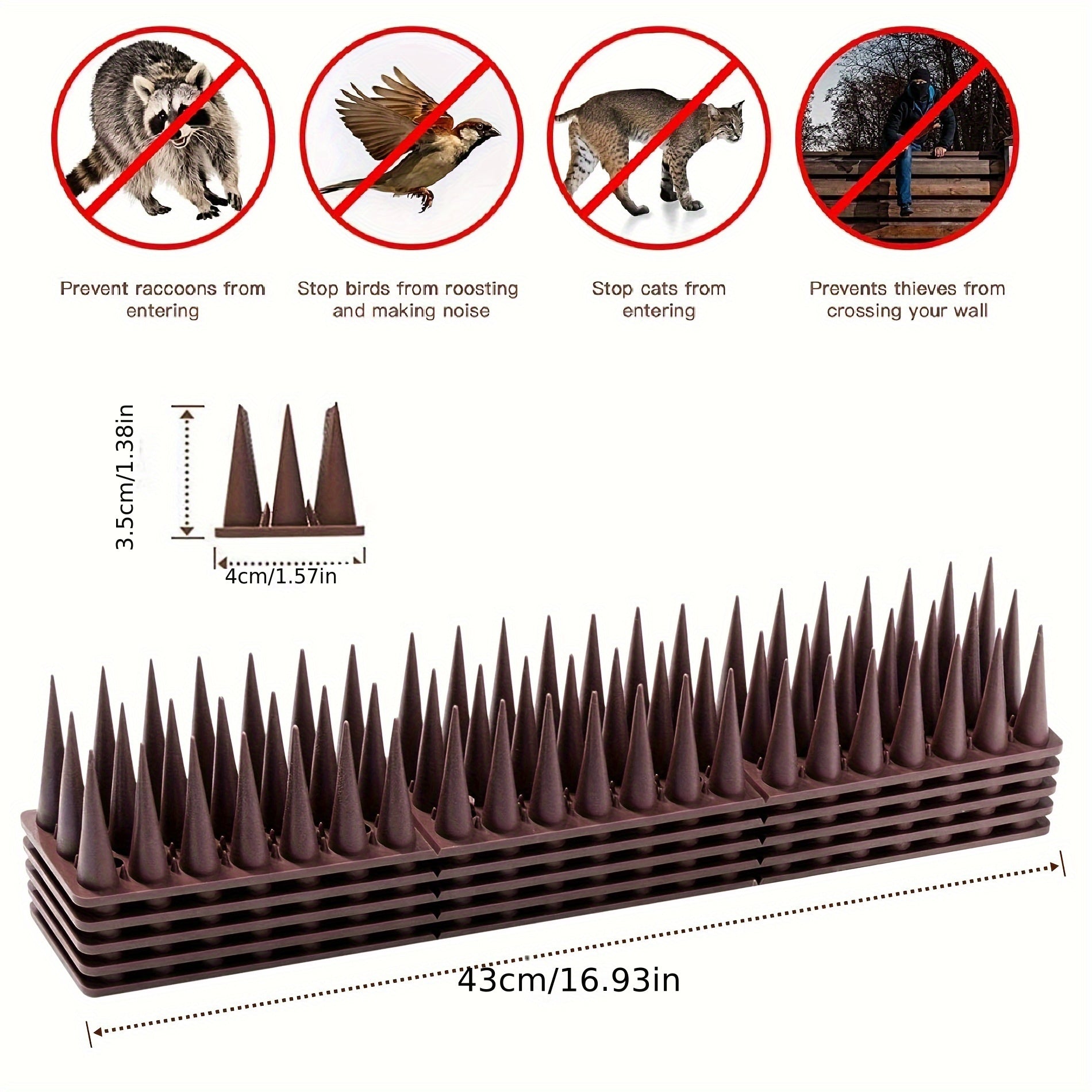 Plastic Bird Spikes for Outdoor Pest Control 20-60cm Fence Deterrent Spike