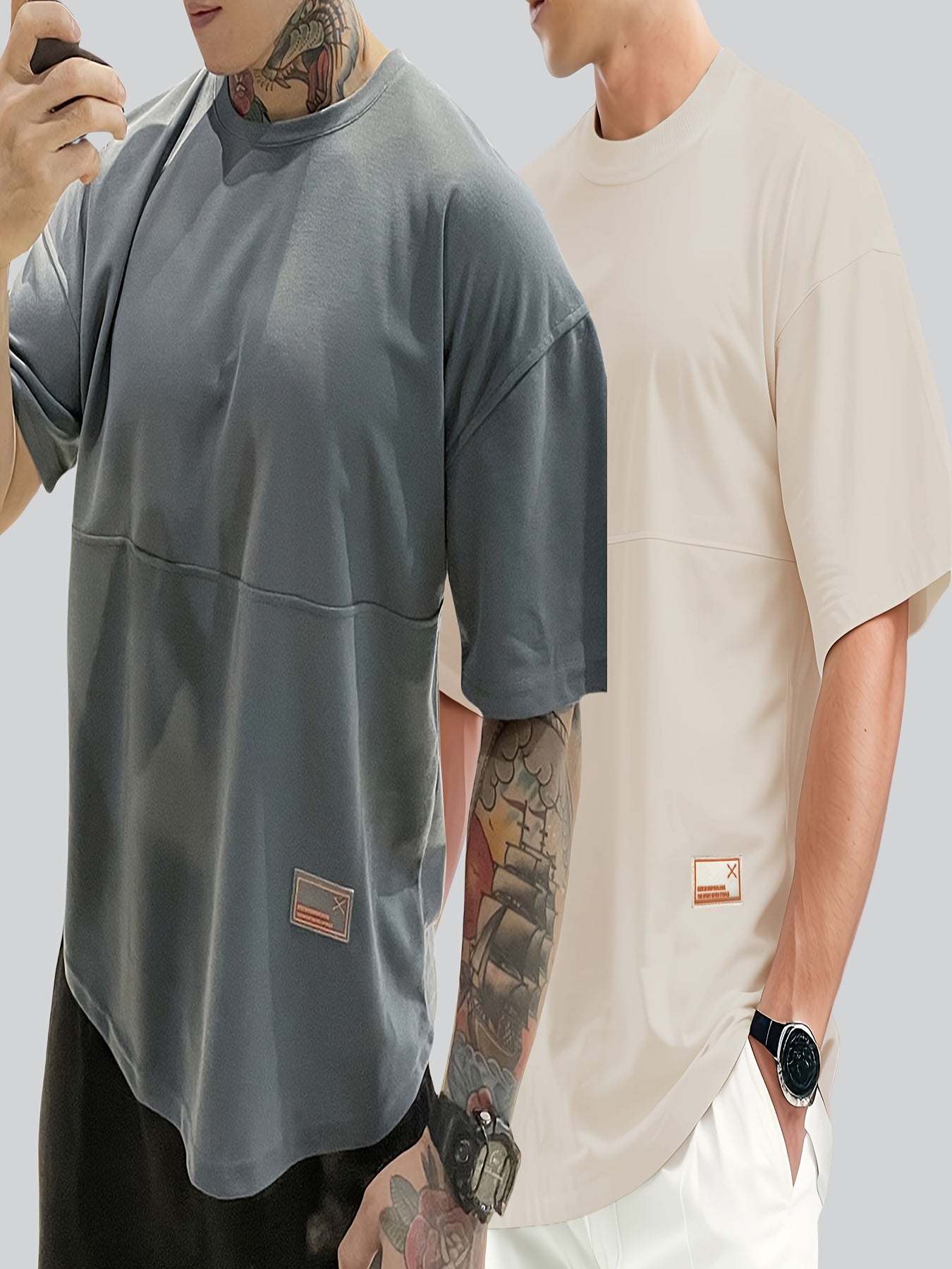 Camiseta deportiva casual de poliéster para hombre con cuello redondo y manga corta para actividades al aire libre