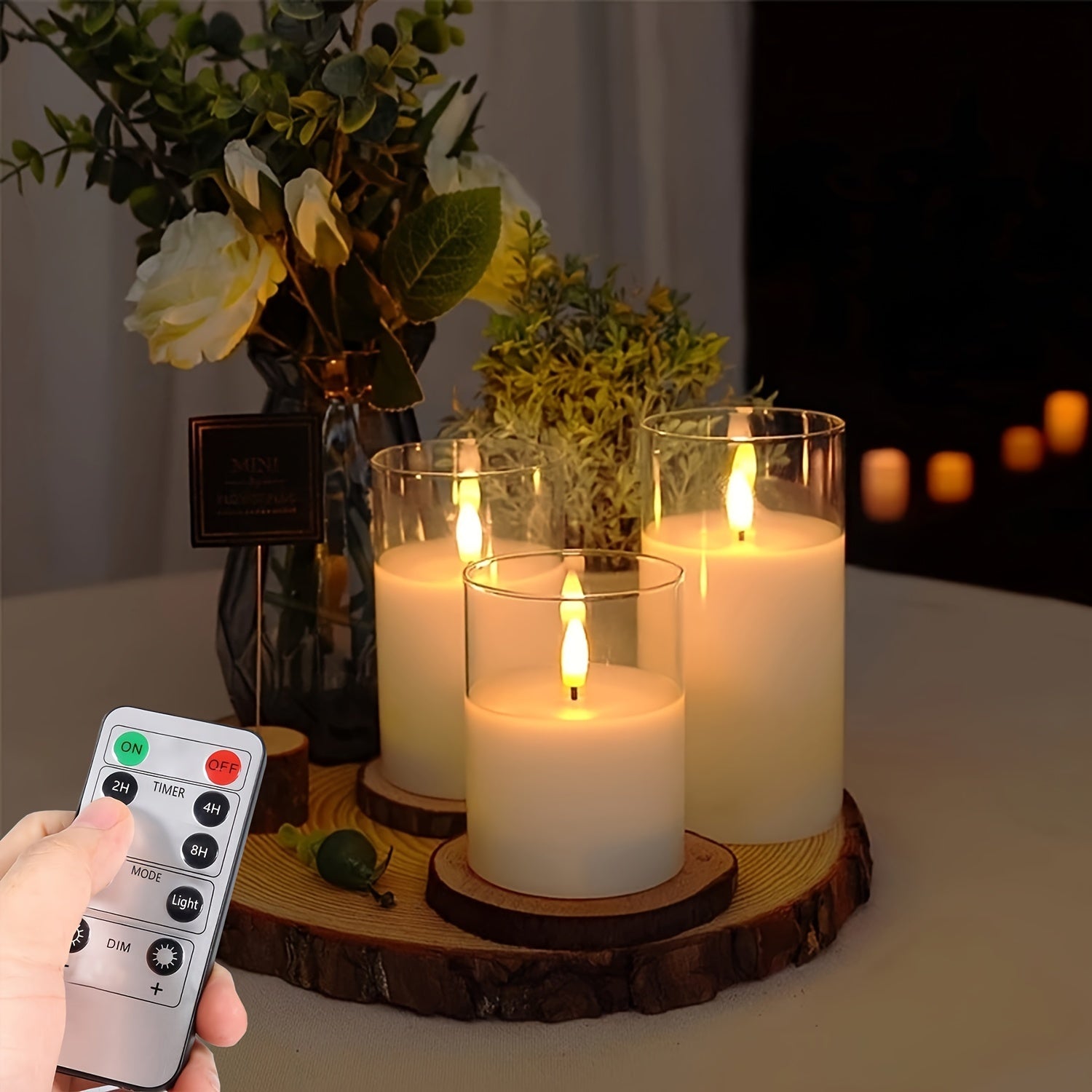 Remote Controlled LED Candle Set with Timer Battery Operated in Three Sizes