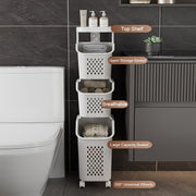 Multi-Functional 3-Tier Laundry Hamper on Wheels for Bathroom Bedroom Balcony