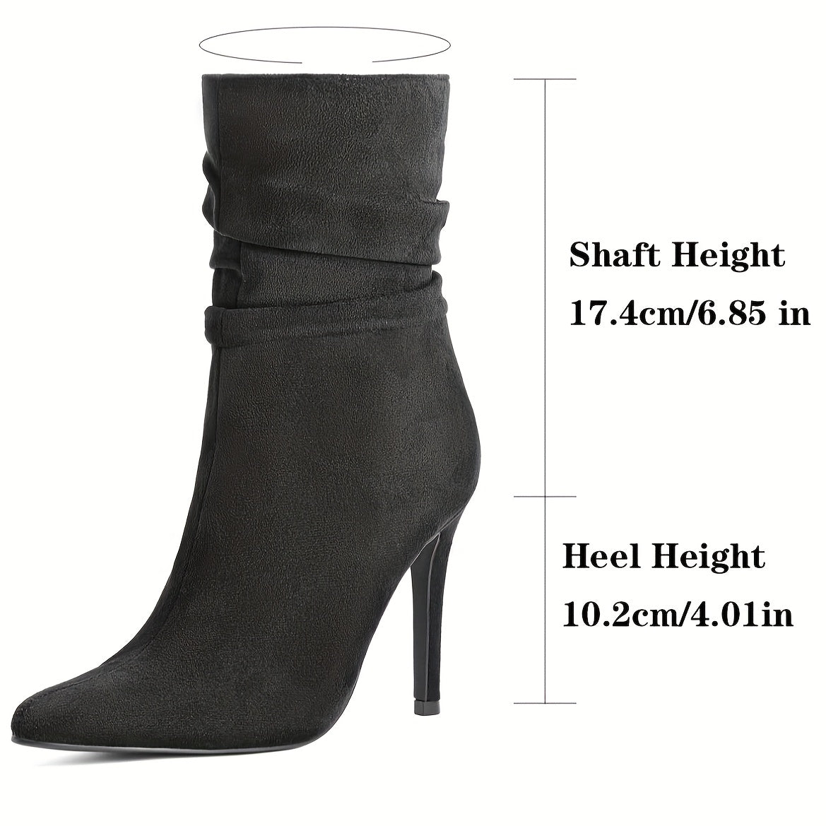 Women's Black Microfiber Mid-Calf Zipper Pointed Toe Stiletto Boots