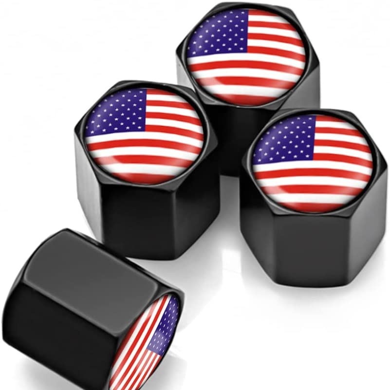 4 Pack American Flag Tire Valve Stem Caps Metal Anti-Rust for Cars Bikes Trucks