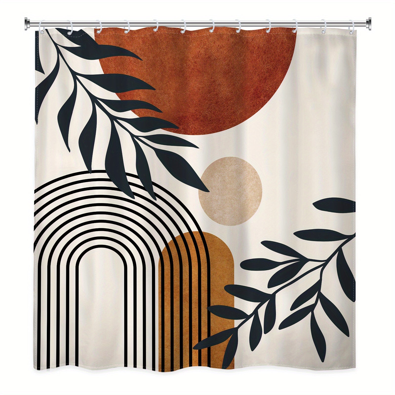 Bohemian Abstract Shower Curtain Set Waterproof with Hooks Non-Slip Bath Mat U-Shaped Toilet Mat and Bathroom Accessories