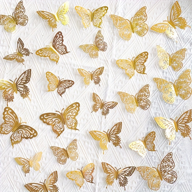 72 Pieces Sparkling Butterfly Paper Cake Decorations for Birthdays Weddings