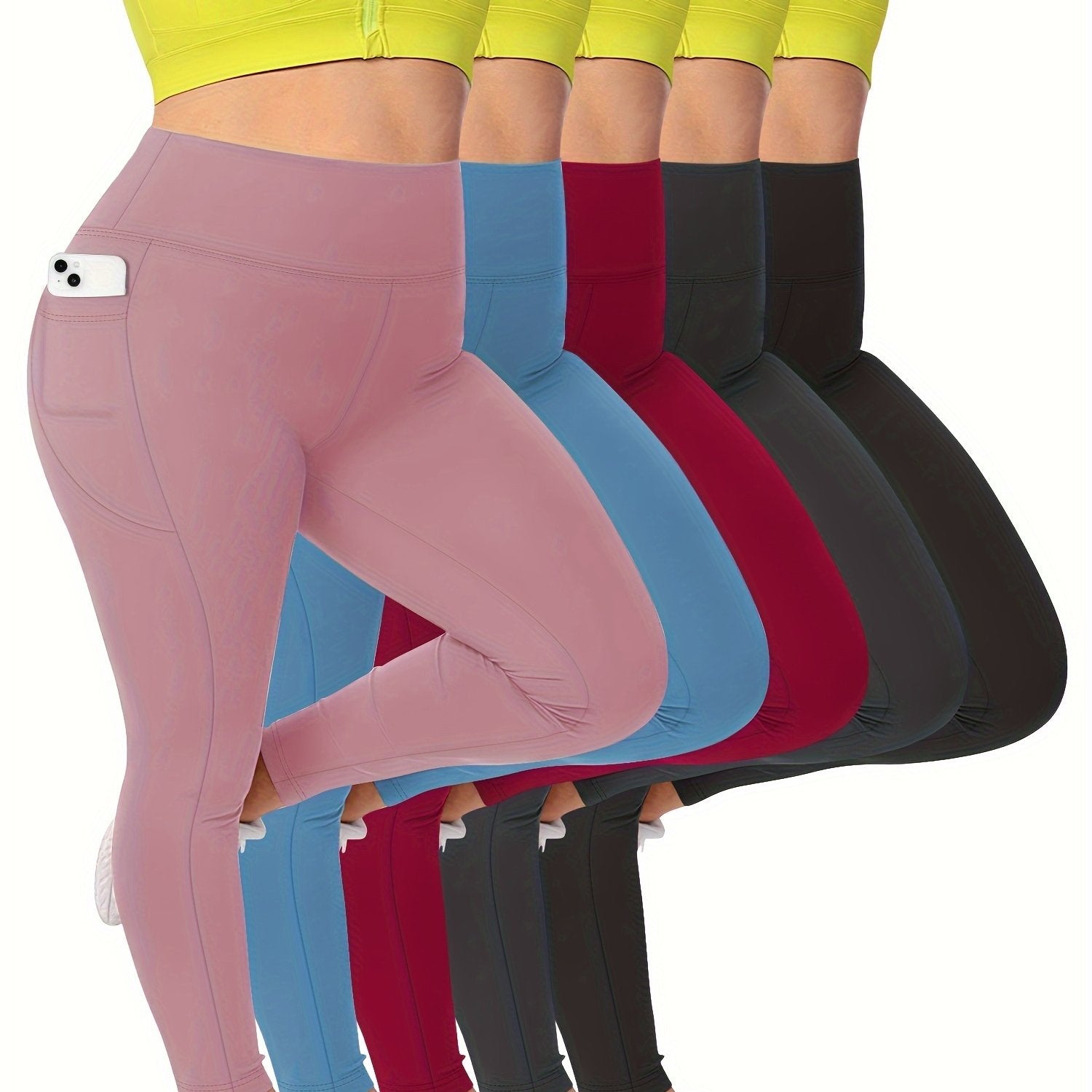 Women’s High-Waisted Tummy Control Leggings with Pockets for Running and Fitness