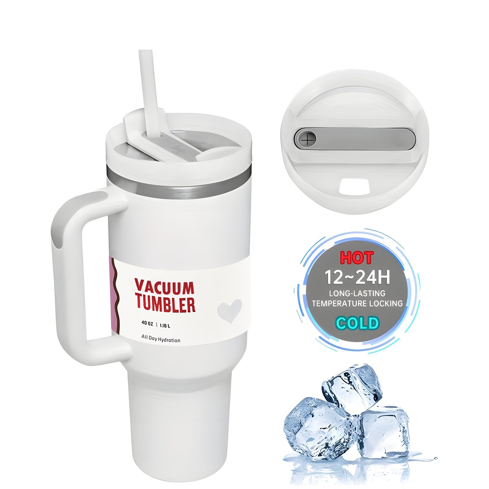 40oz Stainless Steel Travel Mug with Lid and Straw Double Wall BPA-Free Shatterproof Oval Design